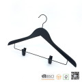 Hh Black Adjustable Clips Wooden Suit Clothes Hangers